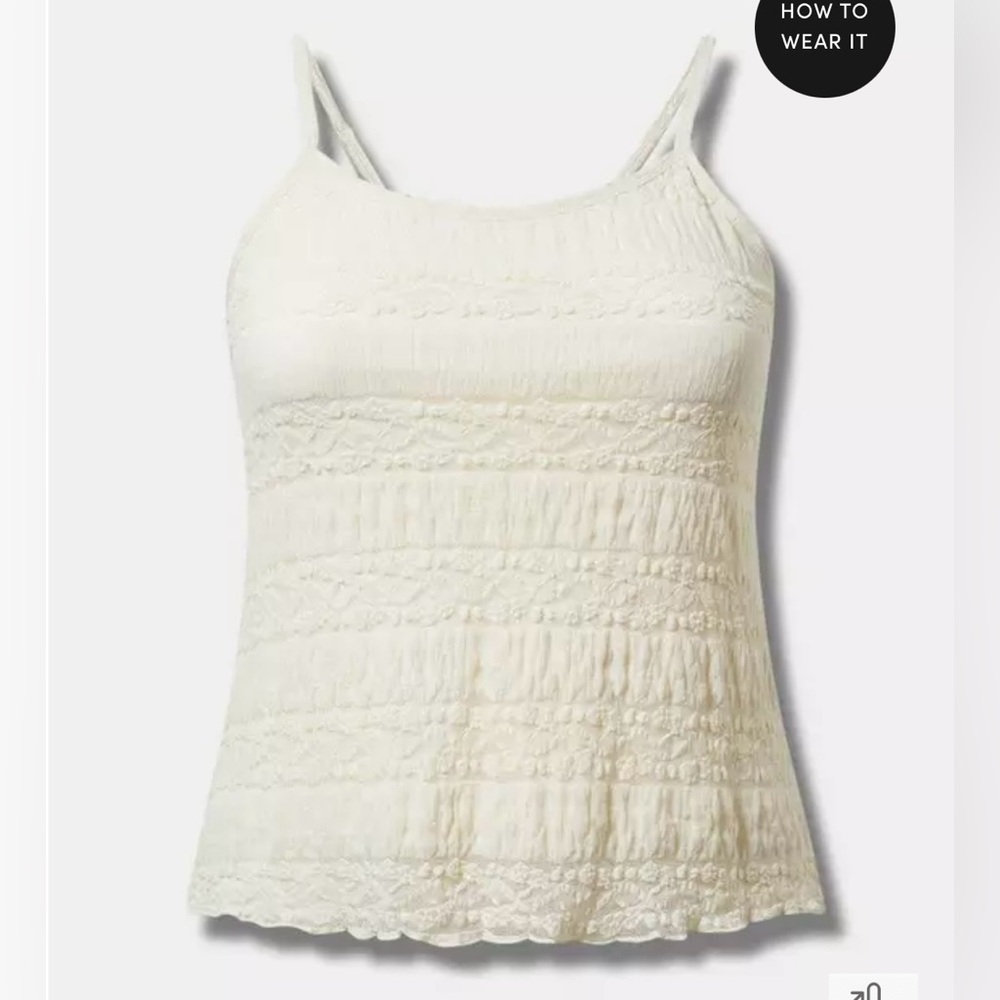 🌶️ NWT Torrid Lace Scoop Neck Cropped Cami. Size 1X